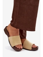 Dámské žabky se zlatými sponami Žluté Ferinna