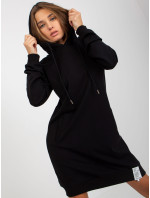 Základné mikinové šaty s kapucňou v čiernej farbe