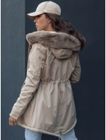 Dámska zimná bunda s kožušinou ERISS béžová FashionStreet TY4532