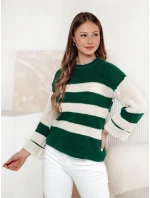 Dámsky zeleno-biely sveter LINEZZA FashionStreet MY2389 Dámsky zeleno-biely sveter LINEZZA FashionStreet MY2389