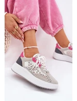 Buty Sportowe Damskie Z Siateczką I Ćwiekami Szare Ogalda