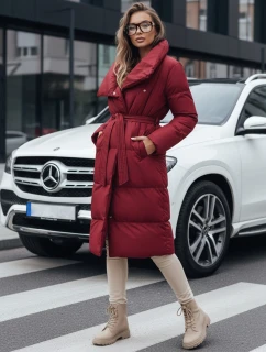Dámsky dlhý prešívaný kabát FAVI bordová FashionStreet TY4961