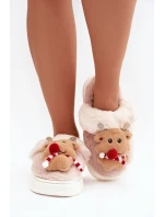 Vánoční kožené domácí pantofle dámské sobi béžové Ilianne Vánoční kožené domácí pantofle dámské sobi béžové Ilianne
