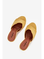 Dámské pantofle na jehle z eko semiše žluté Isolia