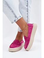 Mokasiny z pravé semišové kůže na platformě Vinceza Fuksja