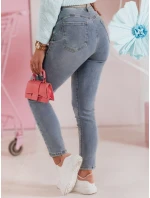 Dámske úzke džínsy s opaskom CRYSTALUX modré FashionStreet UY2427 Dámske úzke džínsy s opaskom CRYSTALUX modré FashionStreet UY2427
