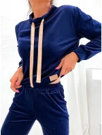 Tmavomodrá dámska velúrová súprava (637)