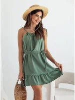 Dámske khaki šaty s volánom (652)