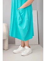 Dámske bavlnené šaty Plus Size s vreckami Mint