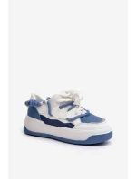 Sneakersy Damskie Na Platformie Niebieskie Moariella