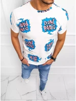 Pánske biele tričko s potlačou FashionStreet RX5130 Pánske biele tričko s potlačou FashionStreet RX5130