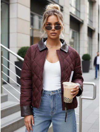 Dámska prechodná prešívaná bunda bordová FashionStreet TY5620