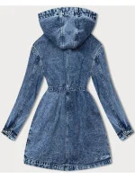 Svetlo modrý džínsový prehoz cez oblečenie s kapucňou (POP7011-K) Svetlo modrý džínsový prehoz cez oblečenie s kapucňou (POP7011-K)