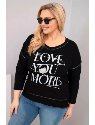 Dámska blúzka v nadmernej veľkosti s Love You More roztrhaná čierna