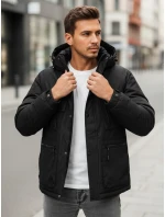 Pánska zimná bunda s kapucňou čierna FashionStreet TX5108