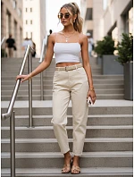Dámske džínsy Mom Fit s vysokým pásom v farbe ecru, FashionStreet UY3089
