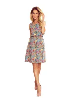 VICTORIA - Dámske trapézové šaty s farebným vzorom 296-1 VICTORIA - Dámske trapézové šaty s farebným vzorom 296-1