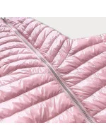 Ružová prešívaná dámska bunda s kapucňou (B9561)