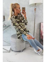 Mikina s dlhým chrbtom moro khaki+ecru Mikina s dlhým chrbtom moro khaki+ecru