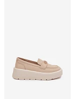 Dámske kožené mokasíny na platforme Vinceza Beige Dámske kožené mokasíny na platforme Vinceza Beige