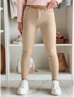 Dámske džínsové nohavice CLARET s opaskom vo svetlohnedej farbe FashionStreet UY2455
