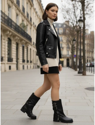 Dámske čižmy so širokým zvrškom čierne FashionStreet ZY1331