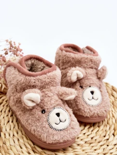 Kapcie Dziecięce Ocieplane Z Misiem Różowe Eberra