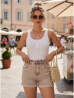 Dámske béžové džínsové šortky FashionStreet SY0554