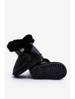 Ocieplane Botki Śniegowce Z Futerkiem Czarne Bessie