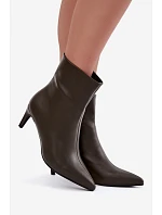 Dámske členkové topánky na podpätku z ekologickej kože, tmavozelené, Celisse Dámske členkové topánky na podpätku z ekologickej kože, tmavozelené, Celisse