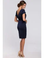 K041 Plášťové šaty s kapucňou na chrbte - tmavomodré K041 Plášťové šaty s kapucňou na chrbte - tmavomodré