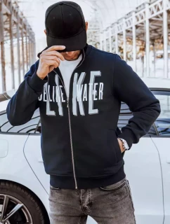 Pánska mikina na zips s potlačou v tmavomodrej farbe FashionStreet BX5412