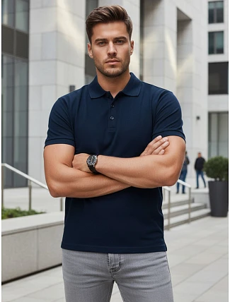 FashionStreet pánske tmavomodré polo tričko PX0553 FashionStreet pánske tmavomodré polo tričko PX0553