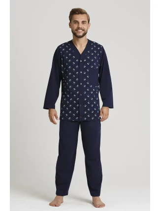 Pánske rozopínacie pyžamo Gucio 854 dł/r 4XL-5XL