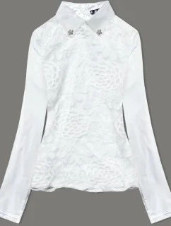 Elegantná blúzka vo farbe ecru s golierom (8521/2)