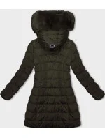 Dámska zimná bunda s kapucňou khaki (2M-21013)