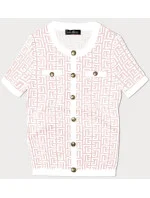 Dámska pletená blúzka lososovej farby s krátkymi rukávmi (009) Dámska pletená blúzka lososovej farby s krátkymi rukávmi (009)