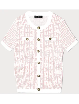 Dámska pletená blúzka lososovej farby s krátkymi rukávmi (009) Dámska pletená blúzka lososovej farby s krátkymi rukávmi (009)