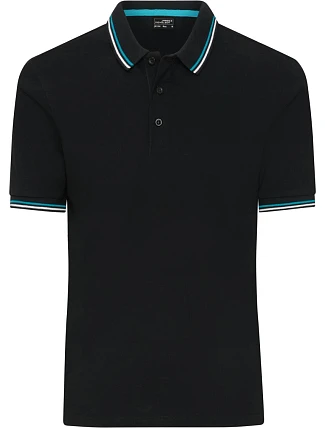 Daiber JN 1306 Pánske polo tričko z hrubého piqué s prúžkami 02.1306 čierna/biela/tyrkysová Daiber JN 1306 Pánske polo tričko z hrubého piqué s prúžkami 02.1306 čierna/biela/tyrkysová