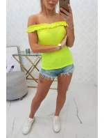 Španielska blúzka s volánikmi žltá neónová Španielska blúzka s volánikmi žltá neónová