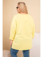 Dámska bavlnená mikina s potlačou Plus Size Yellow