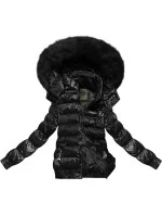 Krátka kvetovaná zimná bunda čierna (CAN-597) Krátka kvetovaná zimná bunda čierna (CAN-597)