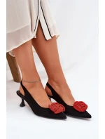 Zamszowe Eleganckie Czółenka Na Szpilce CheBello 4666 Czarne