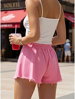 Dámske džínsové šortky na leto s voľnou nohou ružové FashionStreet SY0535 Dámske džínsové šortky na leto s voľnou nohou ružové FashionStreet SY0535