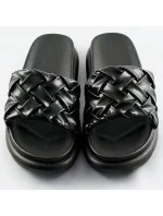 Čierne dámske šľapky so zapleteným pásikom (XA-137)