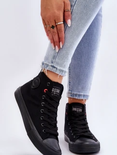 Damskie Klasyczne Wysokie Trampki Big Star T274033 Czarne