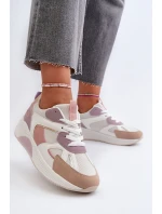 Sneakersy Damskie Na Platformie Fioletowe Lenivia