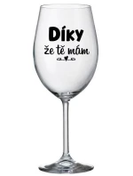 DÍKY ŽE TĚ MÁM - čirá sklenice na víno 350 ml