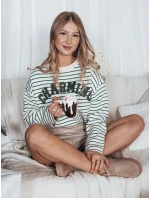 Dámsky pruhovaný sveter AURORA v ecru farbe FashionStreet MY2075