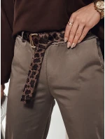 Dámske nohavice LEOCINCIN v jednej veľkosti s opaskom khaki FashionStreet UY2262